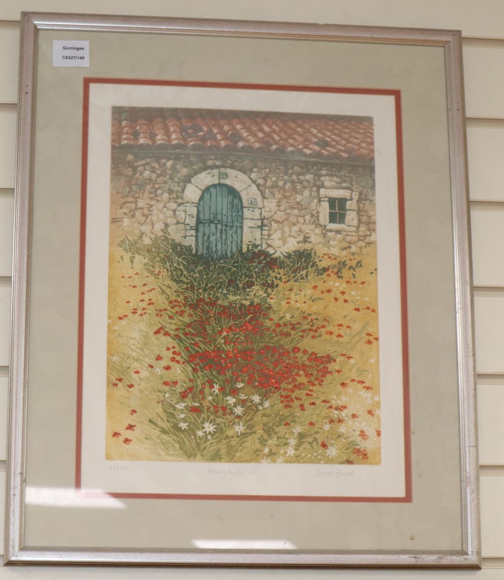Simon Bull, limited edition print, Poppy Field III, signed in pencil, 82/150, 45 x 34cm